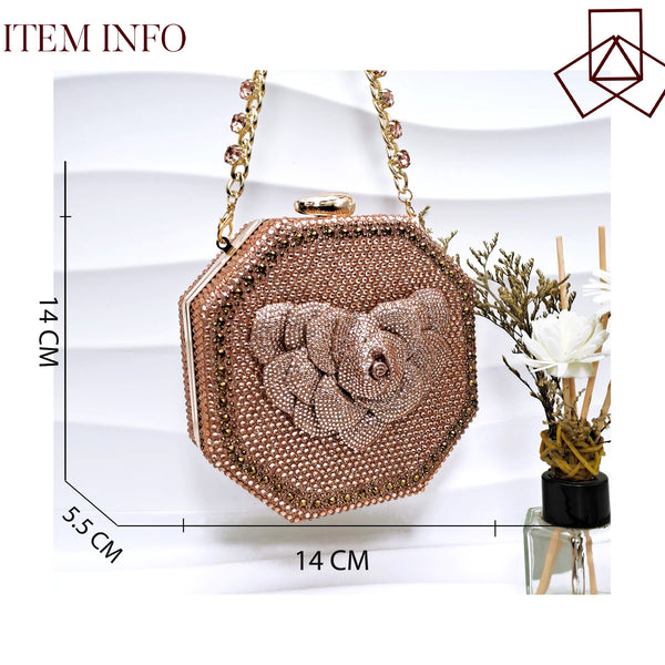 QSGFC Evening Shoes And Bags Set With Full Diamond Handmade Petal Clutches Pointed Toe Mid-Heel Women Shoes