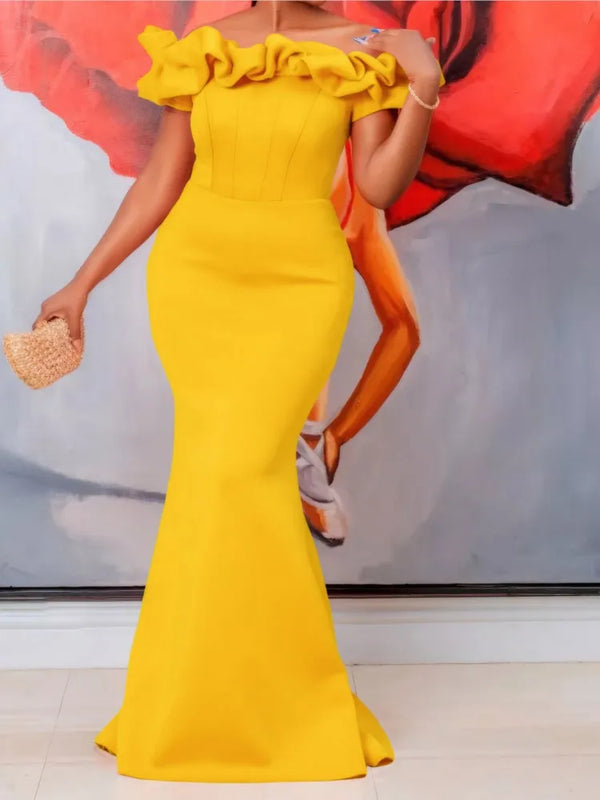 Plus Size Summer Sleeveless Dress Women Ruffle Pleated Off Shoulder Elegant Modis Ladies Dresses Slim Bodycon Ruffle Woman Dress