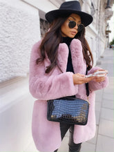 Women's Faux Fur Coat Long Sleeve Lapel Winter Coat