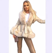 Women's Casual Warm imitation Rabbit Hair Patchwork Leather Jacket