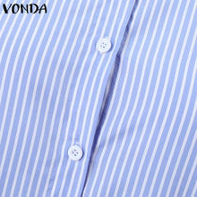 Elegant Striped Printing Short Sleeve Maxi Long Dress Casual Daily Shirt Dress 2025 VONDA Beach Party Sundress Bohemian Vestidos