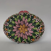 Women's Multicolor Flower Crystals Evening Clutch Purses