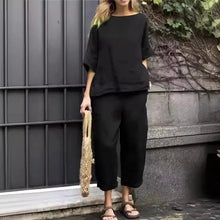 2025 Summer New Women's 2-piece Plus-size Cotton And Linen Shirt + High-waisted Pant Suit 2 Piece Sets Womens Outfits