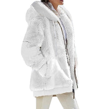 Women's Winter Fashionable Hooded Fleece Solid Color Jacket
