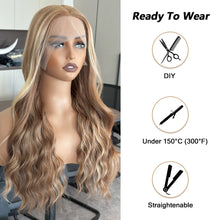 13x6 Body Wave Highlight Lace Front Synthetic Ombre 13x4 Lace Frontal Wigs Honey Blonde Colored Wigs For Women