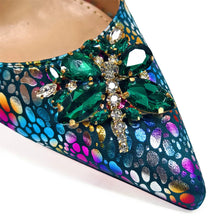 2025 New Yellow Color Thin Heels Pointed Toe Crystal Design Ladies Shoes Matching Bag Set For Women Weeding Party Pump