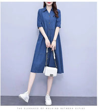 Oversized 5XL Single Breasted Denim Dress For women 2024 Summer New Short sleeved Shirt Denim Dresses Female Casual Clothes