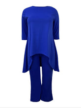 Women Two Piece Sets Pant Set Round Neck Matching Sets Casual Loose Irregularity Tops Long Pants Elegant Splice Y2k Streetwear