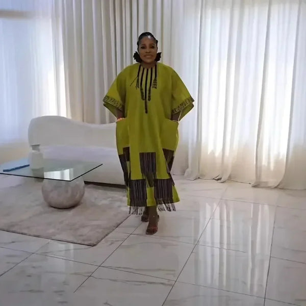 Plus Size African Dresses for Women Spring 2025 Fashion African Half Sleeve Polyester O-neck Long Dress Dashiki African Clothes