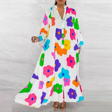 Floral Print Long Sleeve Shirt Dress for Women Spring Autumn Button-up Straight Loose Oversized Casual Long Dresses Vestidos