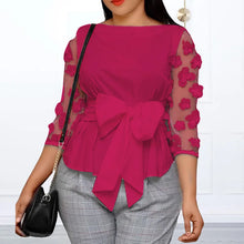 Plus Size 5XL VONDA Women Mesh Blouses 2024 Summer Bohemian Patchwork Tops Belted Blusas Casual Flowers Loose Shirt Oversize