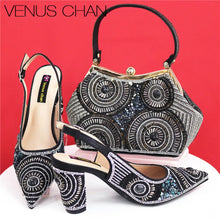 Spot Goods Elegant Streamlined Pointed Toe Women's Shoes Matching Flower Basket Handbag Party Women's Shoes And Bag Set