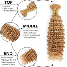 Brown Colored Human Braiding Hair 2 Bundles/Pack 100g 18 Inch Deep Wave Curly Bulk 100% Human Hair for Braiding No Weft 10A