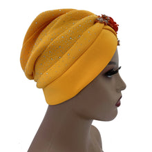 Elegant African Turban Cap with Shiny Rhinestone Ready to Wear Nigeria Auto Gele Headtie Party Women's Head Wrap Bonnet Turbante