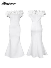 Mlaiscsr African Off the Shoulder Ruffles Black Mermaid Dress for Woman Elegant Luxury Birthday Evening Wedding Dinner Vestidos