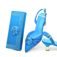 New Fashion Women Shoes and Bags To Match Set Nigeria Party Women's Pumps with Handmade Flowers Bag and Shoe Set Italian