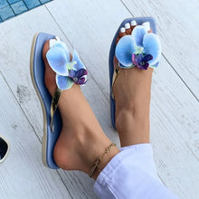 New Flip Flops Women's Slippers 2025 Summer Square Toe Flat Sandals Outdoor Casual Slippers Women Fashion Flowers Shoes Ladies