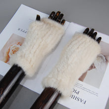 2025 New Brand Style Top Quality Women's 100% Winter Warm Real Mink Fur Knitted Half Finger Gloves Girls Typing Mittens