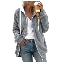 Women's Winter Fashionable Hooded Fleece Solid Color Jacket