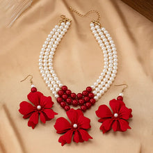 Necklace Big Red Flowers Pendant 3 Layers of Pearl Chain Women Girls Gifts Fashion Jewelry Hot Sale Party Gift 2025 New Style