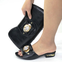 2024 Latest Italian Design Fashion African Women's Low Heel Comfortable Shoes and Bags Set Leather Casual Ladies Slippers