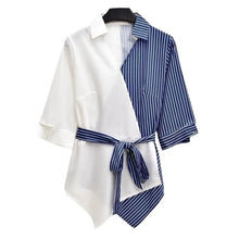 Fashion plus Size Women's Summer Casual Set Patchwork Fake Two-Piece Shirt Slimming with Pants Two-Piece Set Skirt Ensemble