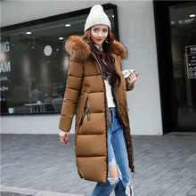 Women's Down Winter Big Fur Collar Hooded Jacket
