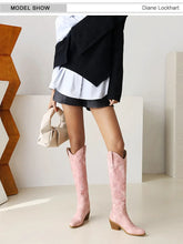 Pointed Toe Knight Boots for Women Brown PU Leather Knee High Boots Woman  Autumn Winter Western Cowboy Long Botas Mujer 2024