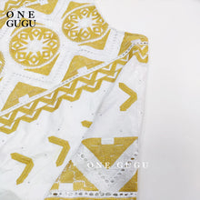2025 Nigerian Original Bazin Dress Dashiki Gold Brocade Embroiderey Basin Clothing White Robe Wedding Party Lady Gown Dresses