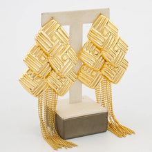 Bohemia Bridal Wedding Tassels Earrings Flower Long African Dubai Gold Color Drop Earrings For Women Girls Birthday Party Gift