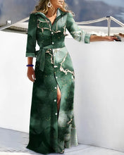 Autumn Lace-up Shirt Dresses Women Elegant Turn Down Collar Button Long Dress Women Fashion Striped Print Party Dress 2023