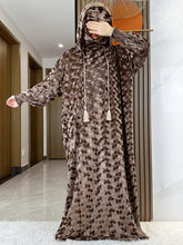 High Quality Velvet Fabric 2025 Ramadan Muslim Lady's Abaya Two-Hats Dubai Turkey Style Islamic Prayer Clothing Kaftan Dress