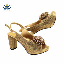 2022 Sweet  Special Design Women Crystal Style African Ladies Party Shoes Matching Bag in Magenta Color
