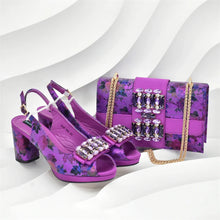 Italian Shoes and Bags Matching Set with Rhinestone Wedding Shoes for Women Bride Luxury Full Rhinestone Party Pumps for Ladies