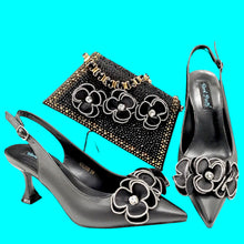 Party Shoes And Bag Ladies Heel Decoration Pure Elegant Flower Wedding Shoes And Bag Full rhinestone Fashion Handbag