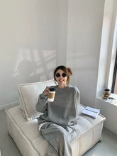 Women's Purple Sports Suit Spring And Autumn 2023 New Casual Fashion Style Loose Long Sleeve Sweater Tops Pants 2 Two Piece Set