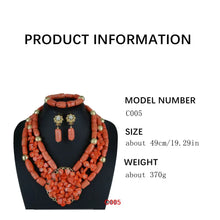 Latest Coral Jewelry Sets Nigerian Dubai Orange Necklace Sets of Beads African Bridal Jewelry Sets