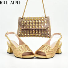 New Fashion Italian Shoe and Bags Matching Set Decorated with Rhinestone Luxury Designer Women Party Pumps Elegant Bridal Shoes