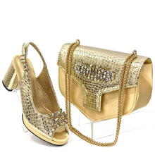 Italian Rhinestone Decoration Women's Shoes And Bag Set