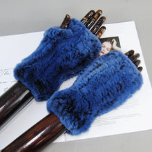 Women's Knit Faux Fur Winter Warm Finger-less Gloves