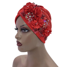 Elegant African Turban Cap with Shiny Rhinestone Ready to Wear Nigeria Auto Gele Headtie Party Women's Head Wrap Bonnet Turbante