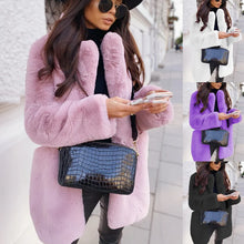 Women's Faux Fur Coat Long Sleeve Lapel Winter Coat