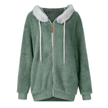 Women's Winter Fashionable Hooded Fleece Solid Color Jacket