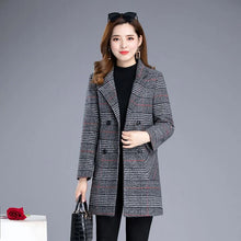 Winter Wool Women's Plaid Blended Elegant Jacket