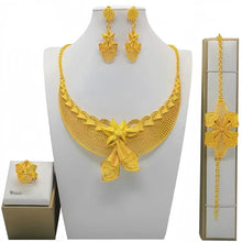 New Bridal Jewelry Set Dubai Necklace Earrings For Women Wedding 24k Gold Plated African Jwellery Bridesmaid Party Gift