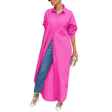 Women Shirt Windproof Shirt Dress Versatile Hem Stylish Autumn Winter Solid Color Shirt Long Dress