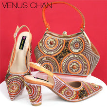 Spot Goods Elegant Streamlined Pointed Toe Women's Shoes Matching Flower Basket Handbag Party Women's Shoes And Bag Set