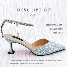 New Gold Glitter Fabric Pointed Toe High Heels With A Variety Of Shapes Of Rhinestones Fashion Party Ladies Shoes And Bag