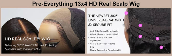 UNICE Hair 13x4 HD Lace Wigs Drawstring Cap Real Scalp Loose Wave Human Hair Wig Pre Plucked Pre Cut Pre Bleached Glueless Wig