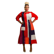 2023 Fashion African 3/4 Sleeve Polyester Plus Size O-Neck Pleated Long Dress Dashiki African Clothes African Dresses for Women